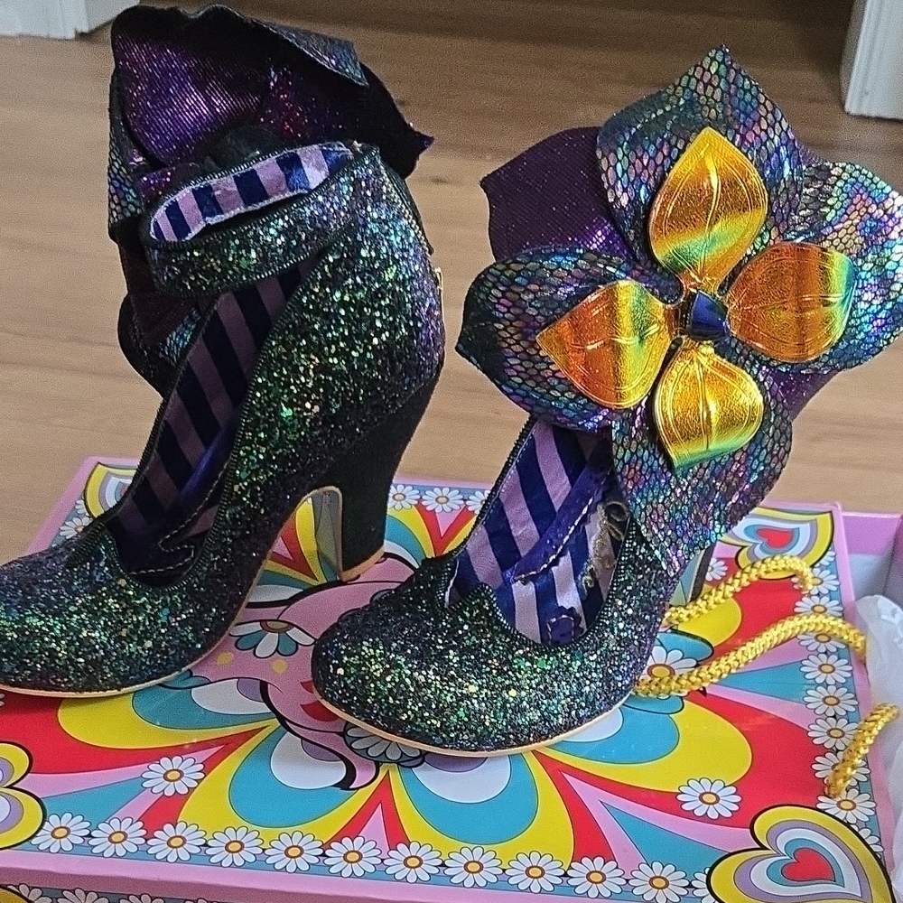 Glittery Multicolor Heels with Bow